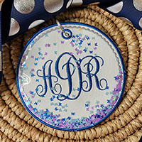 Bag Tag with Glitter Embroidery Design